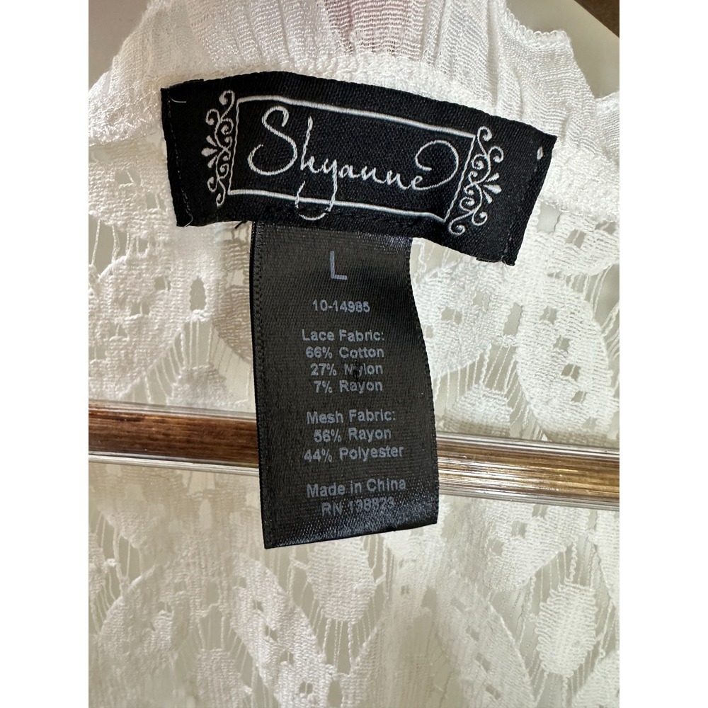 Shyanne White Open Front Tiered Ruffled Lace Duster Vest Large Country Boho - Picture 10 of 12